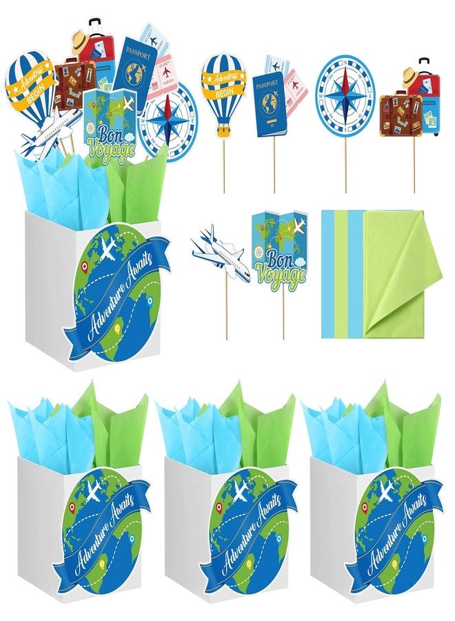 Weekgrat 8 Sets Travel Themed Party Centerpieces Let the Adventure Begin Table Toppers Decor Bon Voyage Sticks Card Paper for Retirement Farewell Party World Awaits Birthday Baby Shower Decor Supply - Image 1